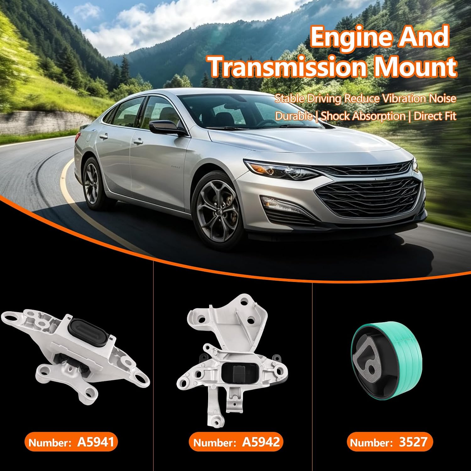 Engine and Transmission Motor Mount Kit, Set of 3