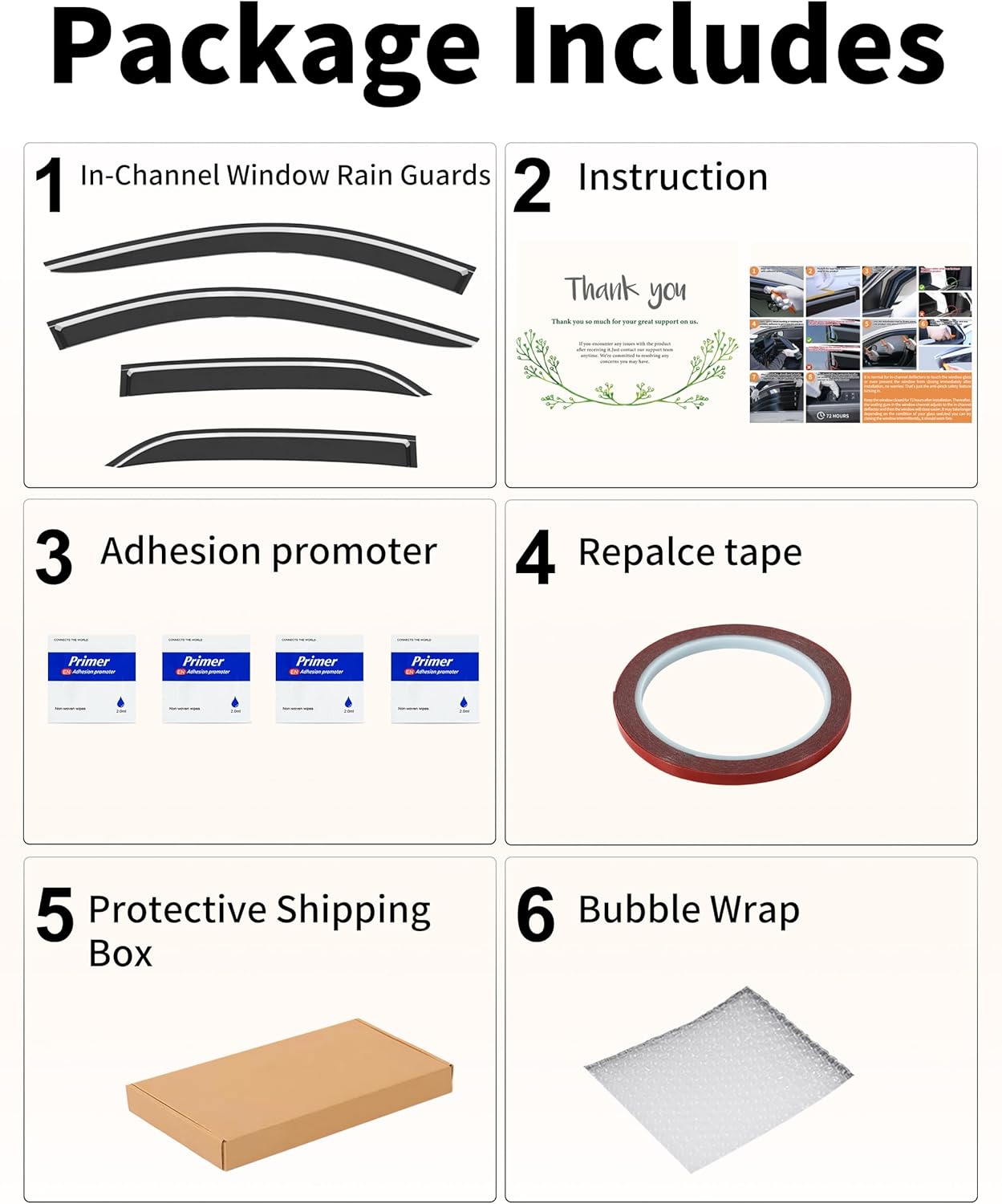 Low Profile Window Rain Guards Fit for Chevrolet Equinox 2018-2024 Rain Guard Window Deflectors Extra-Thick Chevy Equinox Side Window Visors Vent Shades Tape-on Vent Visors Car Accessories