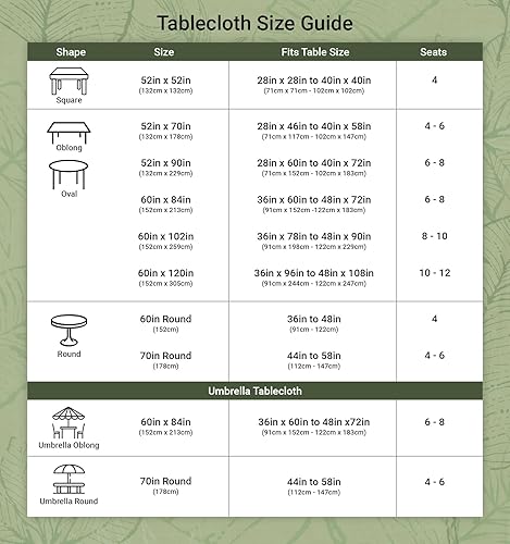 Miniatura 6 de Mantel cuadrado impermeable de 52 x 52 pulgadas, resistente a las manchas y a las arrugas, mantel decorativo de vinilo para jardín de Camilla de