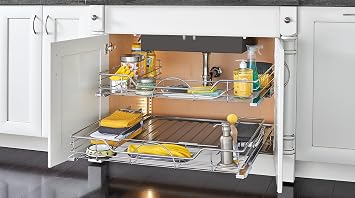 Rev-A-Shelf 30 Steel Undersink U-Shape Pullout Organizer w/Soft-Close