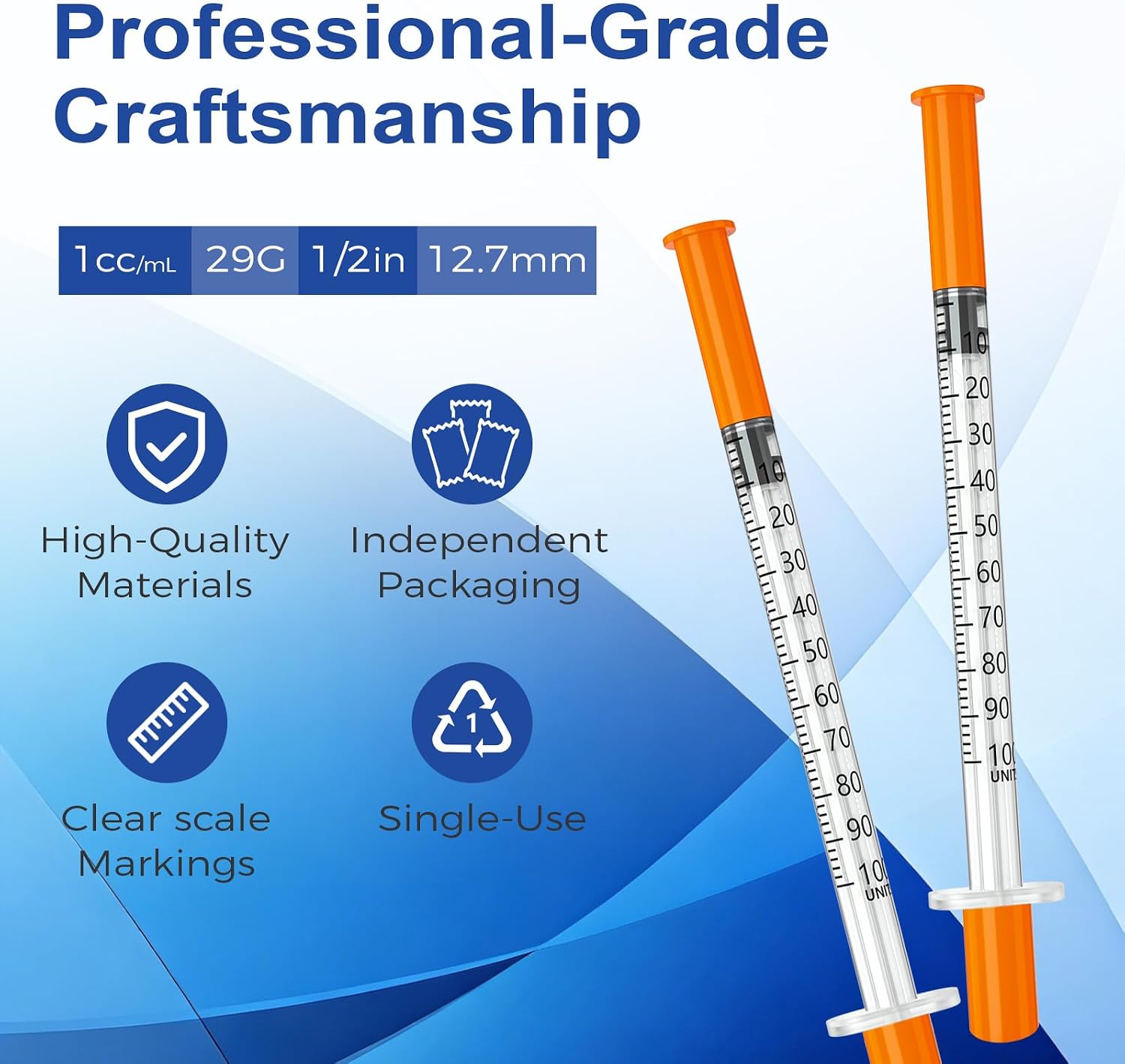 U-100 Lab Liquid Dispensing Tool, 1mL, 29G, 1/2", Individually Packed, Pack of 25