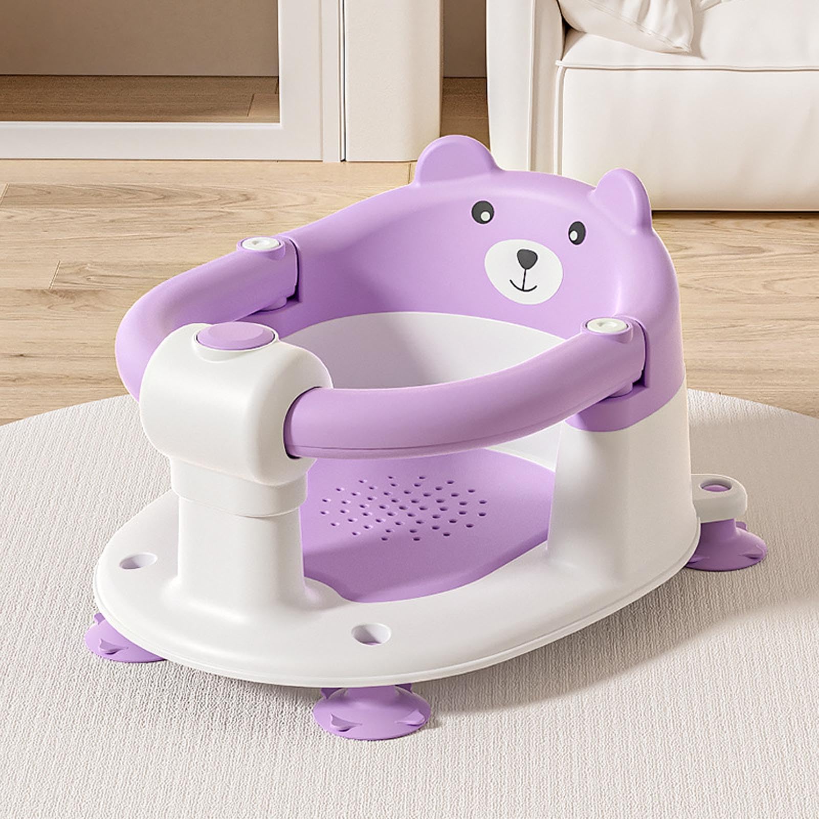 Asiento de Baño Ergonómico para Bebé, Silla de Baño Ligera y Portátil para Recién Nacido, Taburete de Ducha Antideslizante con Diseño Ergonómico, Asiento para Bañera de bebé (PURPLE)