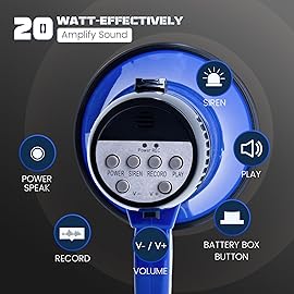 MyMealivos Portable Megaphone Bullhorn 20 Watt Power Megaphone Speaker Voice and Siren/Alarm Modes with Volume Control and Strap (Blue)