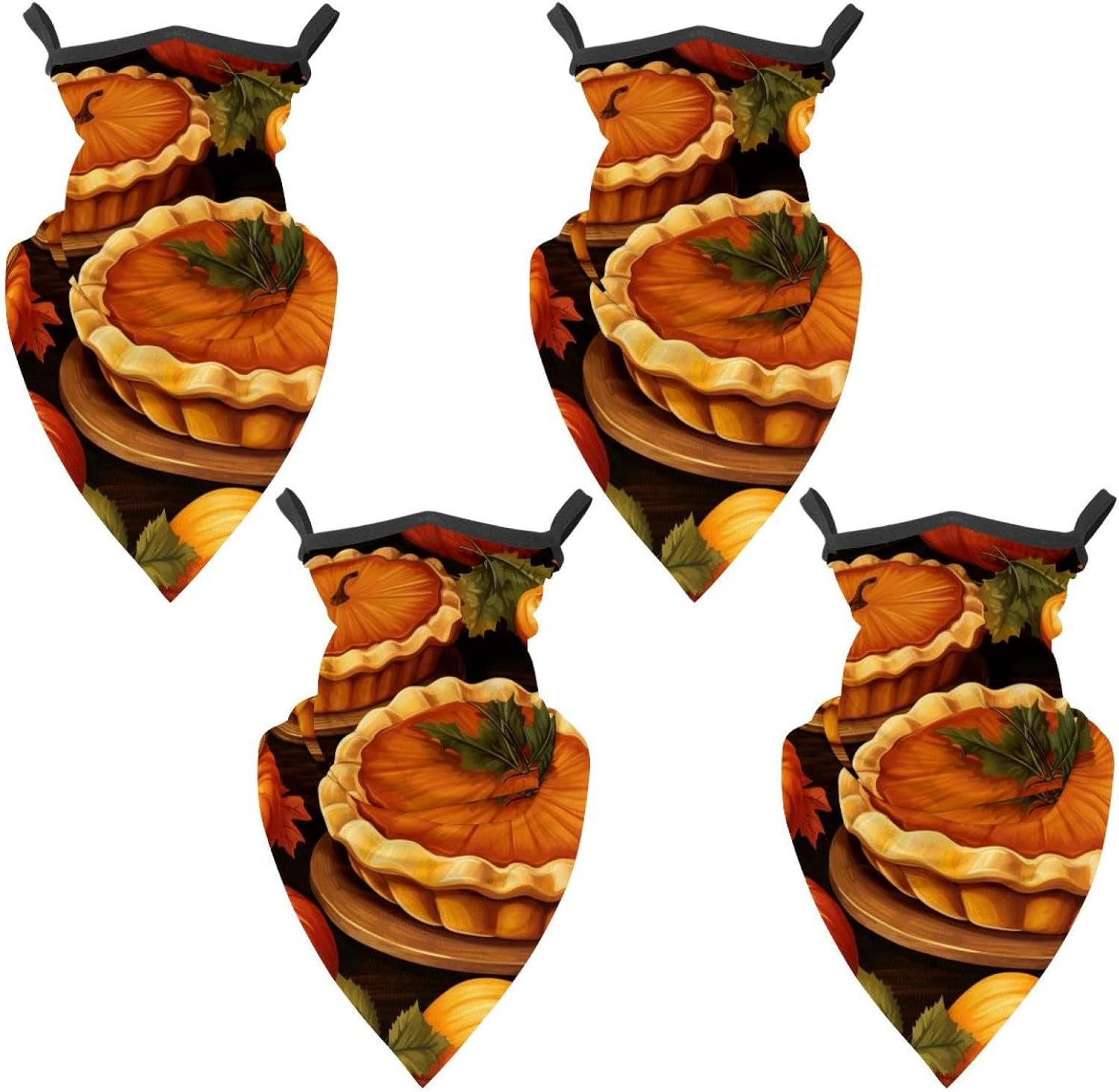 4 Pack Thanksgiving Hat Neck Gaiter Face Scarf Cover Sun Protection Balaclava Cloth Bandanas with Ear Loops