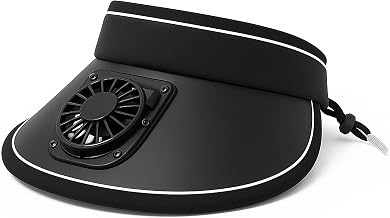TIENDA EURASIA Fan Visor | HDPE and Nylon Plastic | Black | Closed Measures 24 x 28 cm and Open 30 x 28 cm | 3 Adjustable Speeds | Charging with USB Cable | UV Protection Fabric UPF 50+