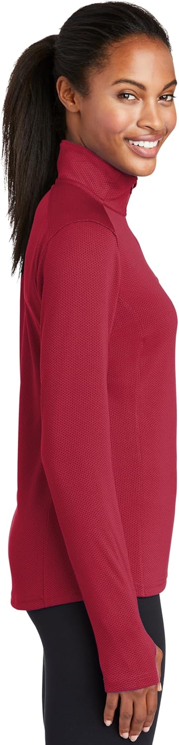 SPORT-TEK Women's Sport-Wick Textured Quarter Zip Pullover - Image 2