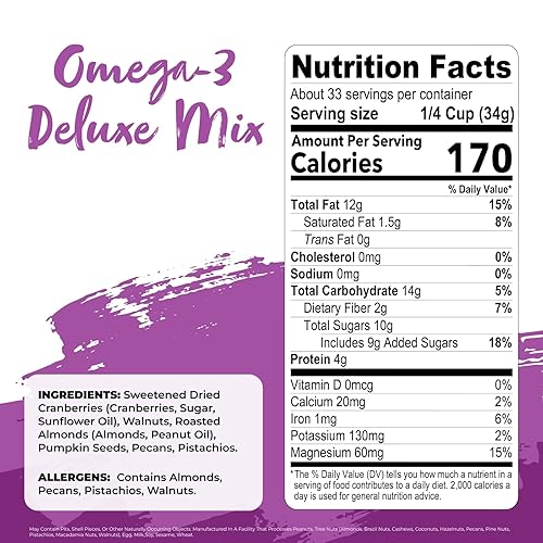 Miniatura 34 de Mezcla de nueces Nature's Garden, con omega-3, de lujo, 26 onzas