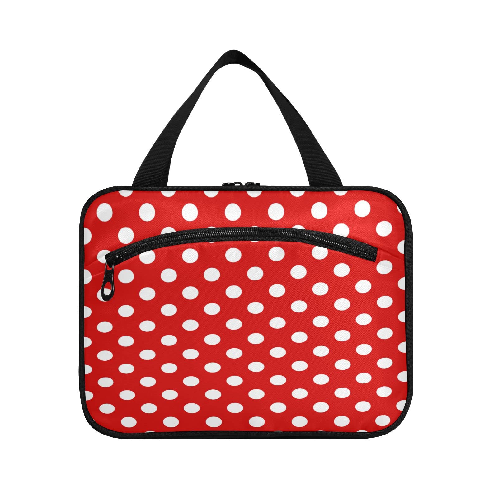 ALAZA Red Polka Dot Toiletry Bag Men and Women Travel Hanging Makeup Cosmetic Bag Toiletries Accessories L