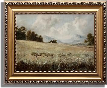 KBKBART Vintage Gold Framed Canvas Wall Art, Wilderness Field Prints 9x12in