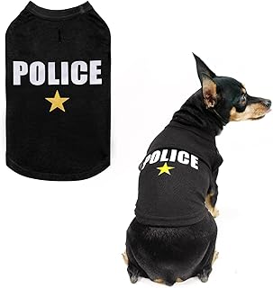 BINGPET Police Dog Shirts,Soft Cotton Puppy Tshirt,Breathable Lightweight Dog Costumes Tank Top Vest,Machine Washable Stretchy Clothes for Small Medium Large Dogs Boy Girl