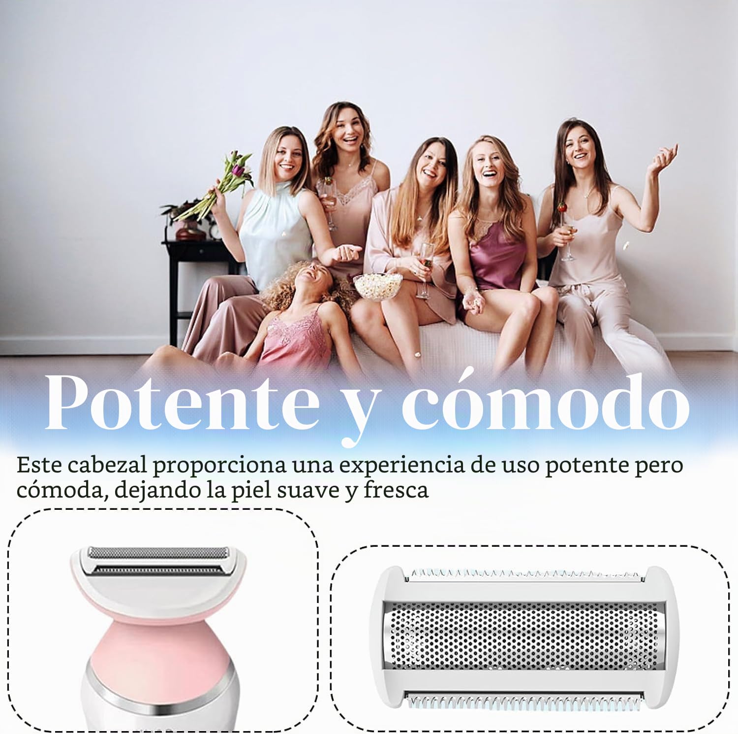 Cabezal de repuesto para afeitadora eléctrica de mujer con hoja de lámina, cabezal de una hoja de repuesto, recortador de acero inoxidable para afeitadora eléctrica de mujer para uso húmedo y seco