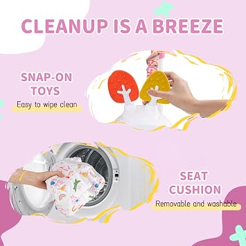 COSTWAY Baby Activity Center, Baby Jumpers & Bouncers with 360° Rotary Seat, Music, Lights, 3 Adjustable Heights, Interactive Toys, for Ages 6 Months + (Pink)