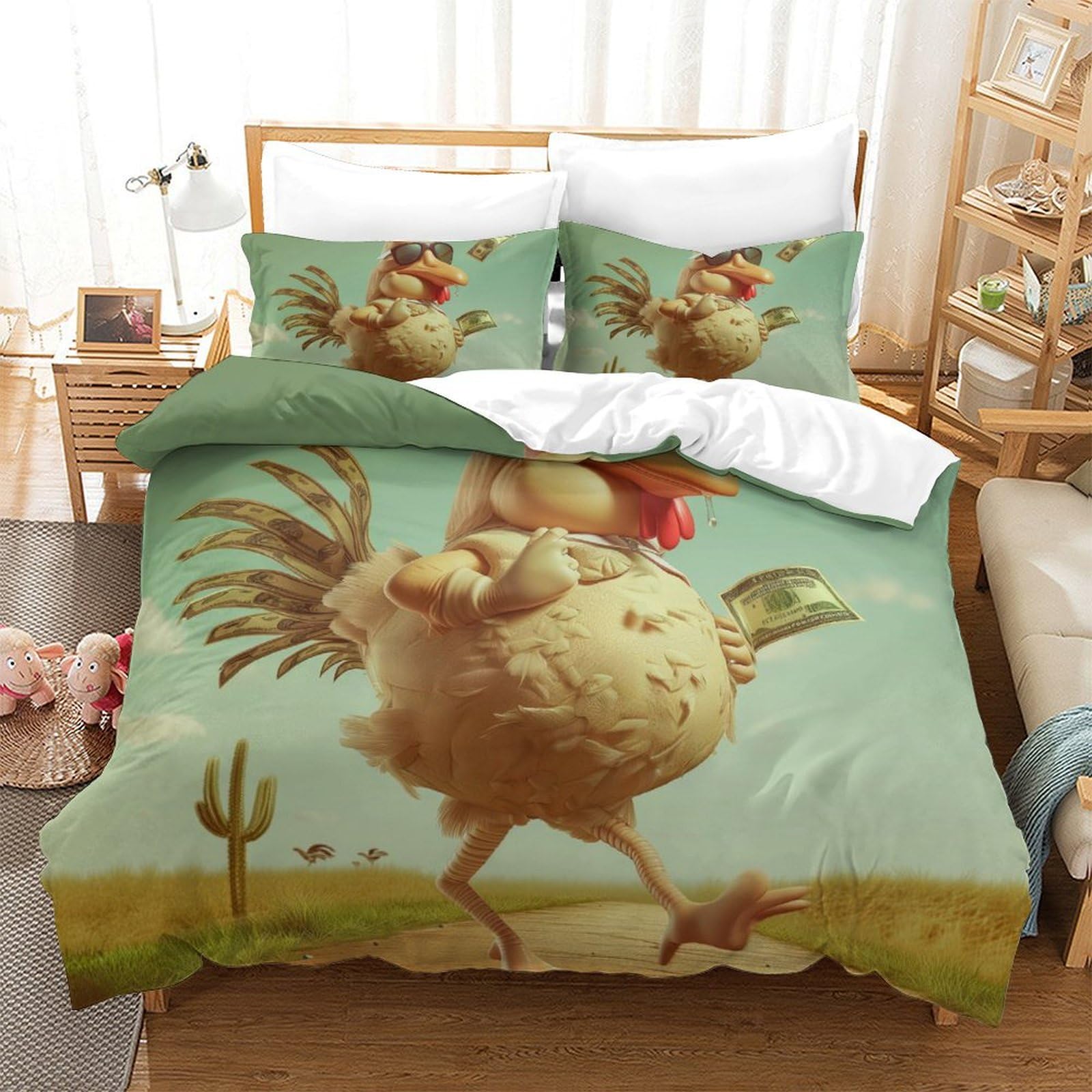 Housse de couette 3D Le Coq respirante en microfibre super douce 260x220