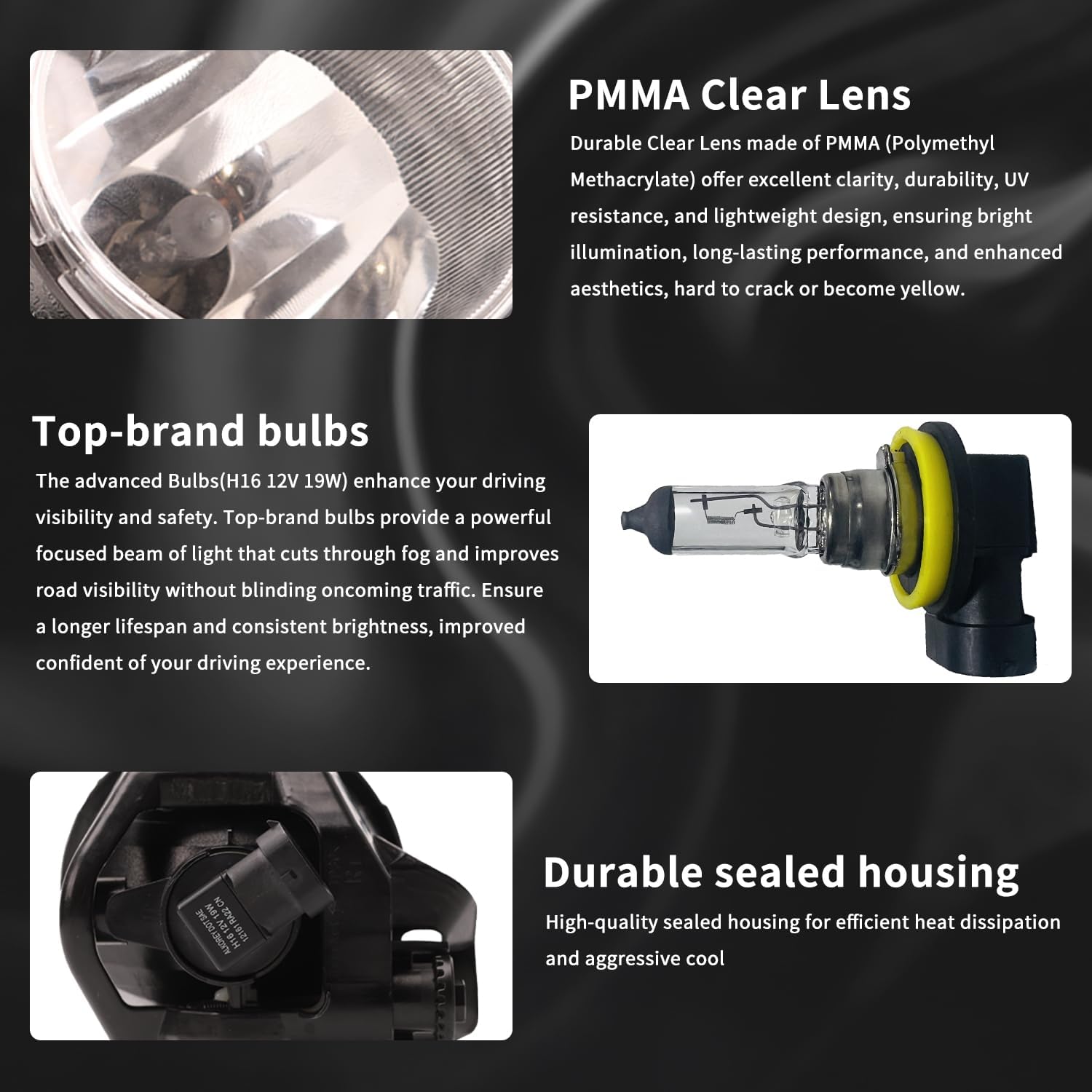 Fog Light Assembly Compatible with 2006-2013 Toyota Camry RAV4 Highlander Corolla Prius Avalon Matrix Venza Yaris Solara, Lexus GS350 HS250h LX570 RX350 RX450h, one pair fog lights with Halogen Bulbs