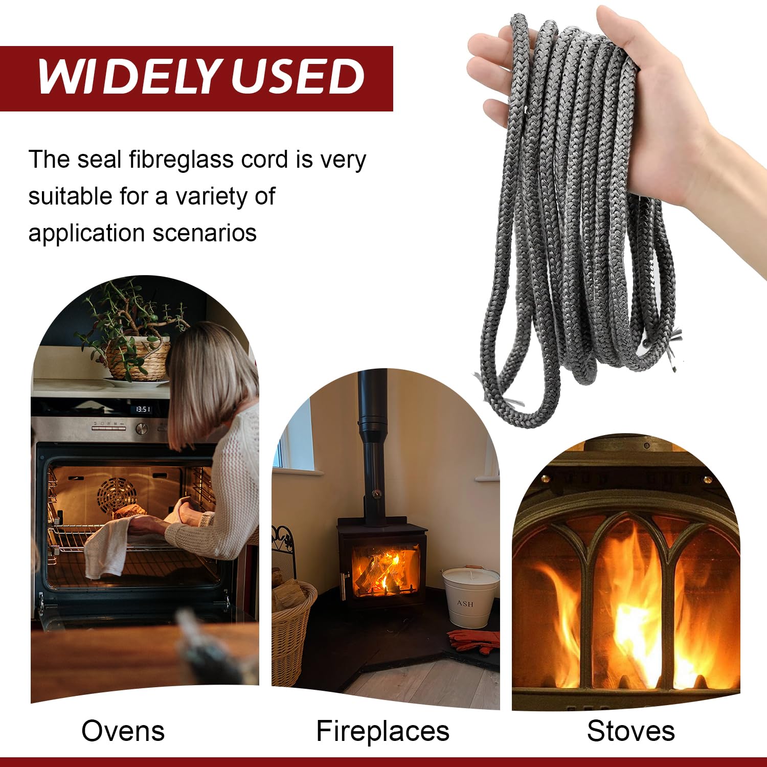 1 Piece Sealing Stove Rope 12mm x 3 m Fireplace Sealing Tape - Image 4