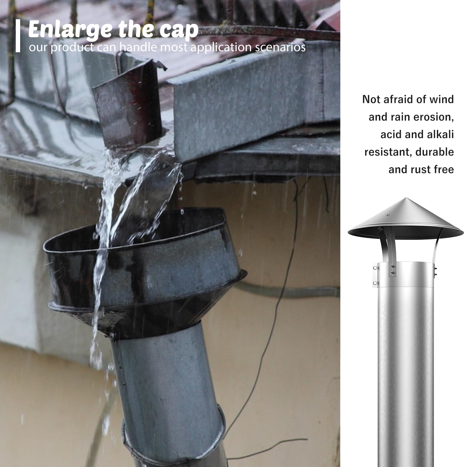 Cappa Per Camino In Acciaio Inossidabile,Comignolo Conico,Chimney Rain Cap,Comignolo Antipioggia Cappuccio,Cappa Per Tetto Per Camino Per Impermeabilizzazione E Antipioggia (200 mm)