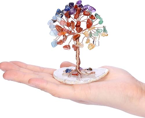 Miniatura 6 de PESOENTH Árbol de la vida de cristal de 7 chakras, regalos espirituales para cumpleaños de mujeres, pequeño árbol de dinero de cristal de Feng Shui