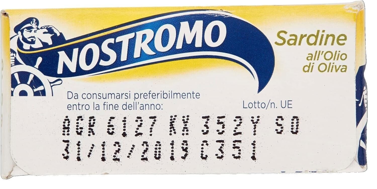 12x Nostromo Sardine all'Olio di Oliva,sarde in olio d'oliva, Pesce in Scatola,Lattine da 120g + 1 Confezione di Talco Felce Azzurra in omaggio, Busta da 100g