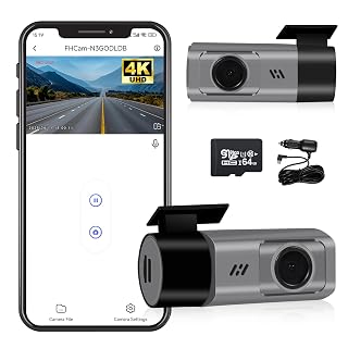Dash Cam KH1, Car Dash Cam HD 4K Camera with 64GB Card Smart DashCam Front Built-in WiFi 170 Degree Wide Angle FOV WDR Night Vision APP Application Control Loop Recording Time-Lapse Shooting - Amazon product rated Grade B