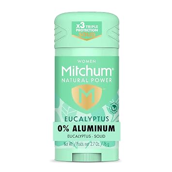 Mitchum Womens Natural Power Deodorant Solid, Eucalyptus, 24HR Protection, Vegan, 2.7 oz