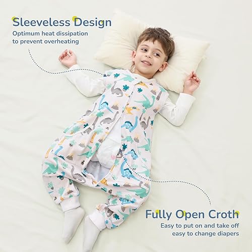 Miniatura 10 de Saco de dormir para niños pequeños, saco de dormir de 5 a 7 años, saco de dormir ligero para niños pequeños, saco de dormir de verano con pies, saco