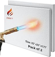 Maasechs 2-Pack 2300°F Ceramic Fiber Insulation Boards 20x20x3/4" - Rigid High-Density Thermal Insulation for Stoves, Fireplaces, Kilns, Ovens