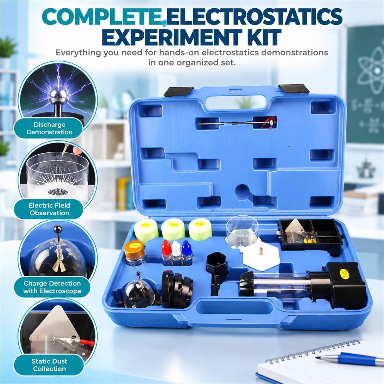 Conjunto de laboratorio electrostático educativo for la enseñanza de física