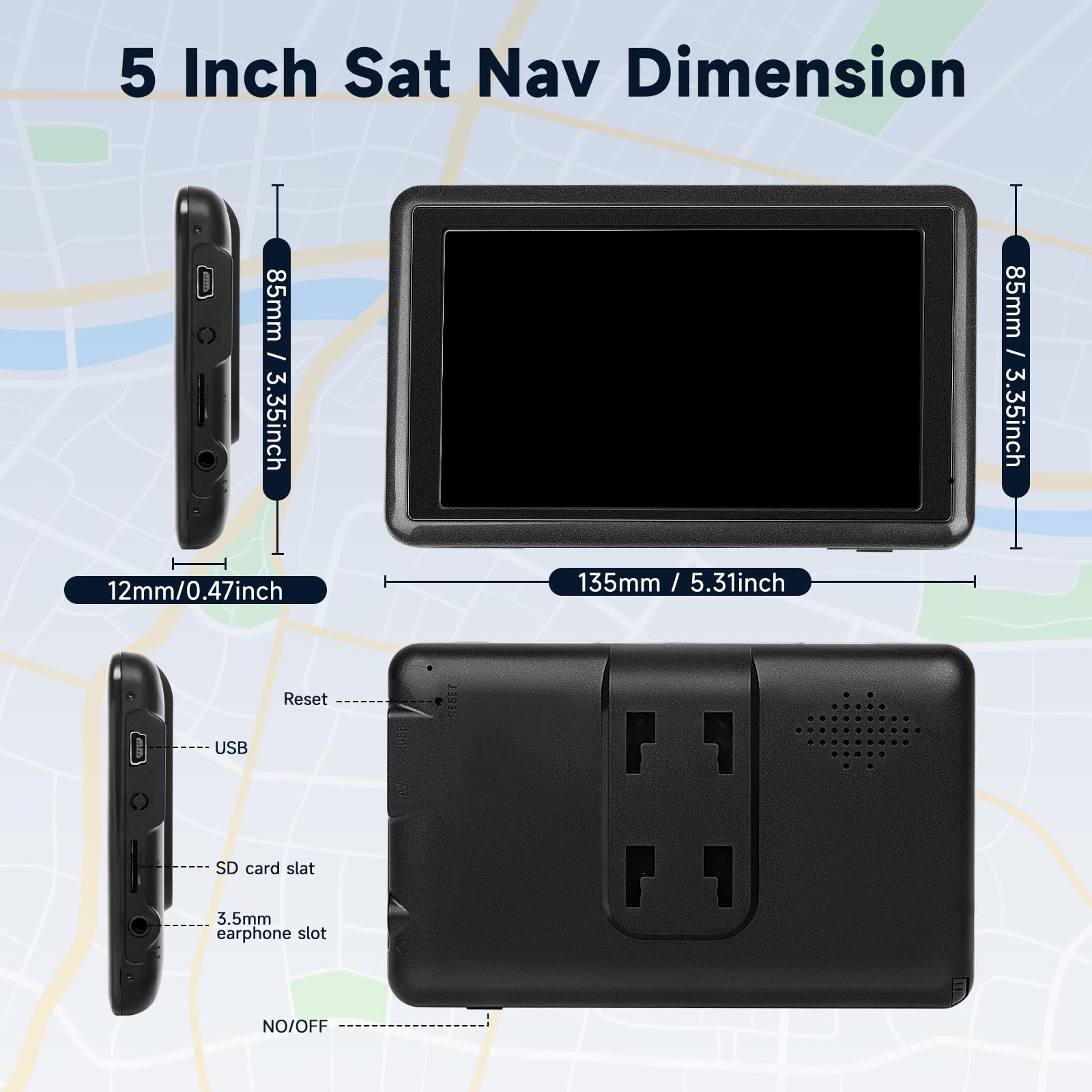 5 inch GPS Navigator Sat Nav for Car, Truck, with UK Europe Maps, Lifetime Free Updates, Support Postcode Search and Voice Guidance — view 7