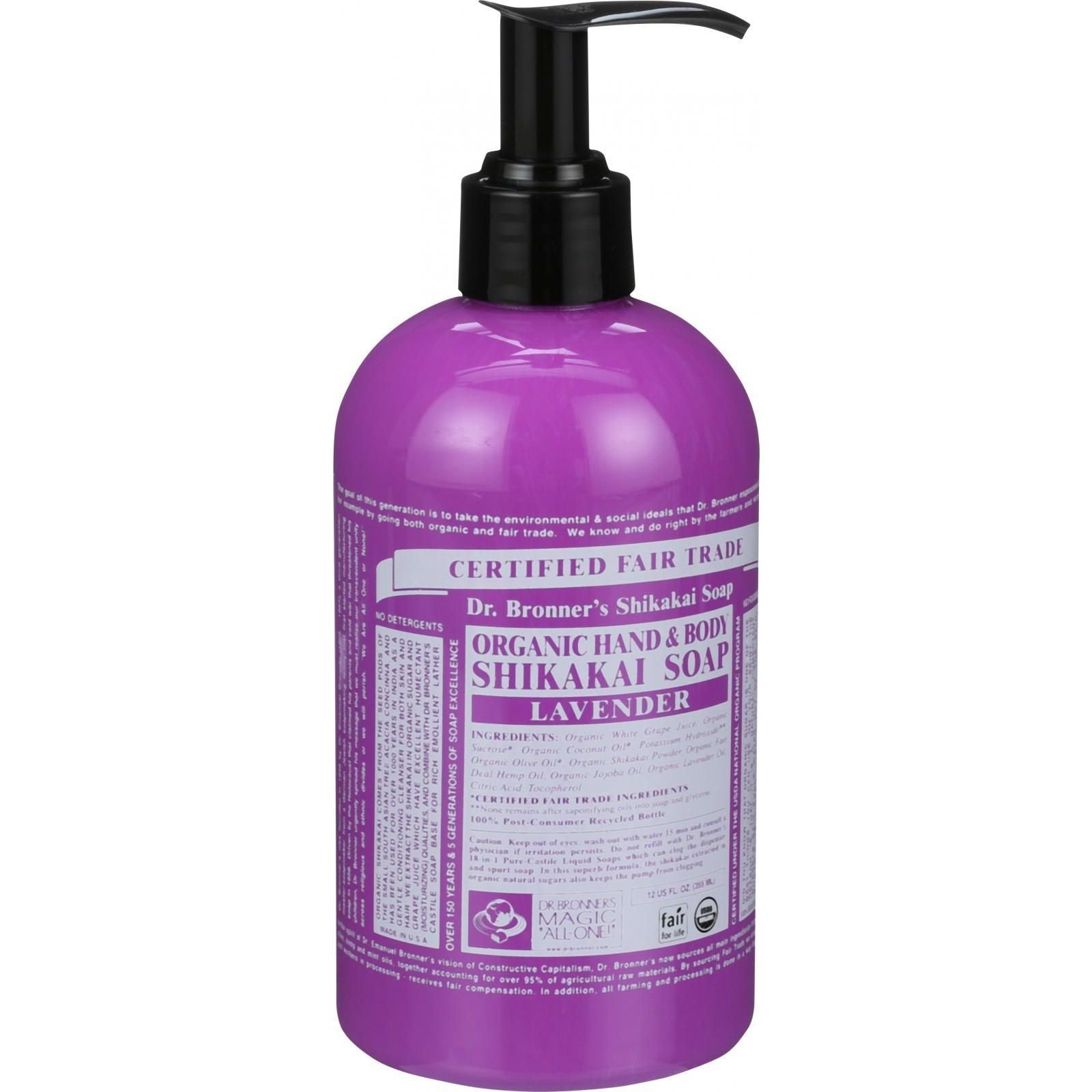 Dr. Bronner'S Fair Trade And Organic Shikakai Soap - Hand And Body - Liquid - Pump - Lavender - 12 Oz