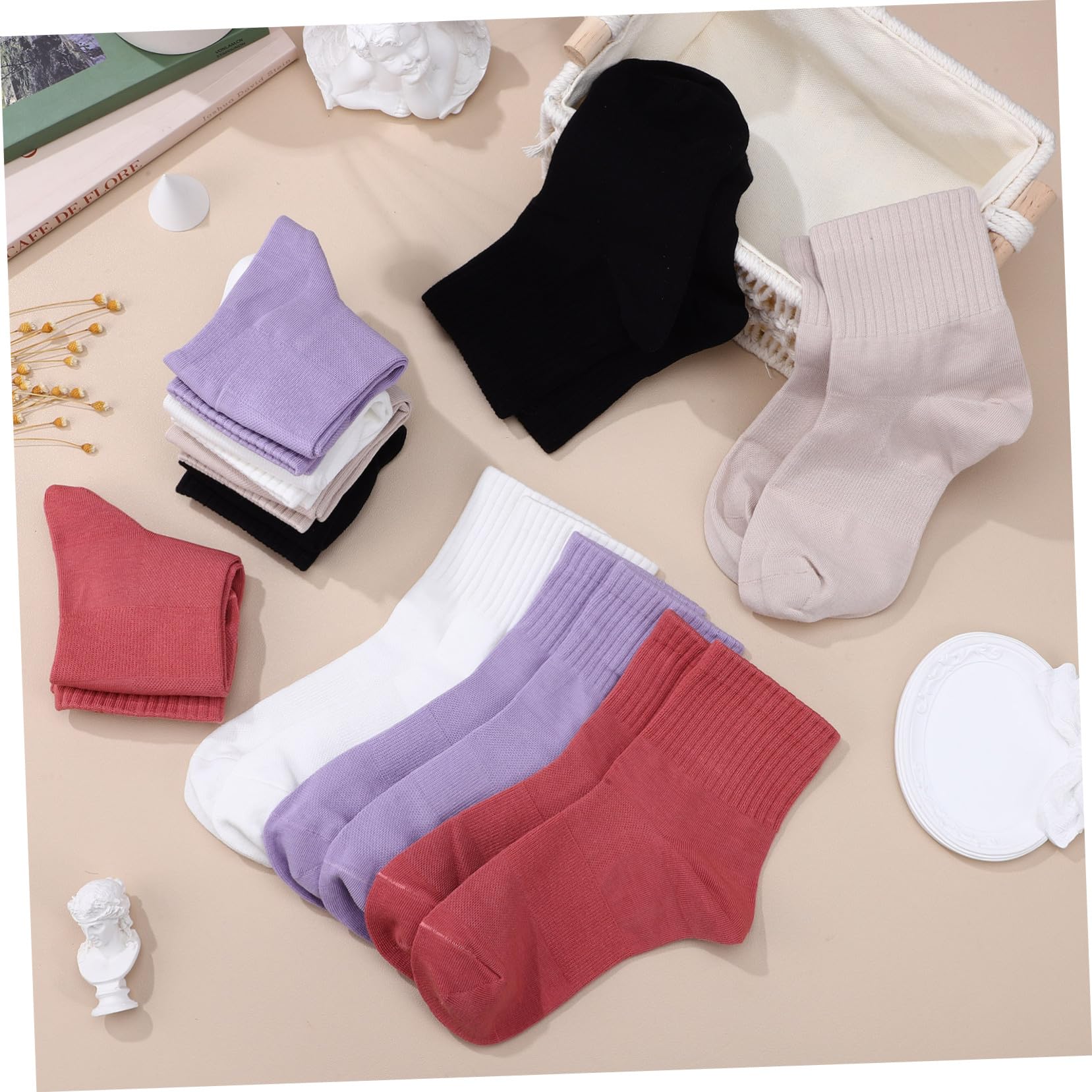 Hemobllo Calcetines para Mujer de Algodón, 10 Pares, Media Caña