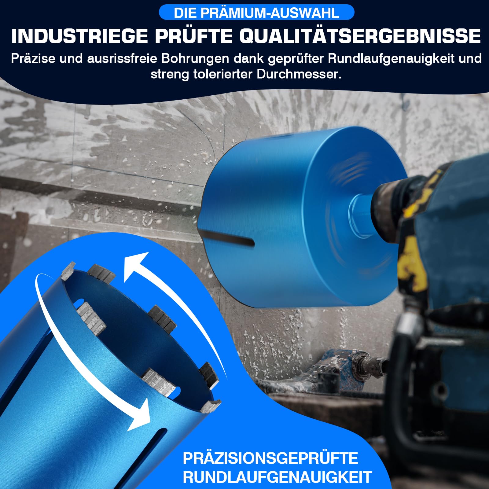 M22 Diamantbohrkrone Kernbohrer für Kernbohrgerät mit Turbo, inkl. SDS-Max, Ø 26mm, Gesamtlänge 200mm, Nass Trocken Dosenbohrer Dosensenker Diamant Bohrkrone Nassbohrkrone Trockenbohrkrone für Beton