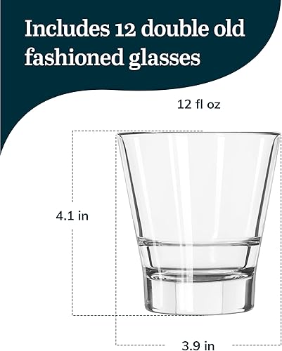Miniatura 3 de Libbey Endeavor - Vasos dobles apilables a la antigua, 12 onzas, juego de 12 vasos transparentes para beber, moderno juego de vasos para bebidas