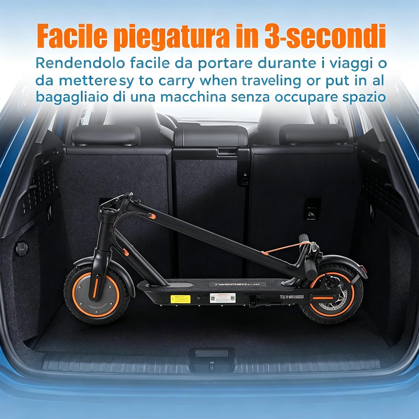 Monopattino Elettrico per Adulti, Pieghevole, Due Velocità, Controllo Tramite App, Display a LED, Batteria Da 36v 10.4ah, Pneumatici Da 10 Pollici, Ricarica Rapida, Portata Massima 100 Kg