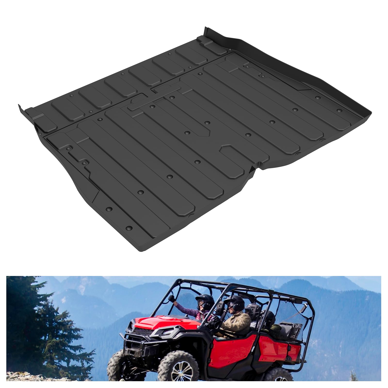 KIWI MASTER Bed Liner Mat for 2016-2025 Honda Pioneer 1000-5 Accessories All Weather Protector Slush Cargo Trunk Tray Floor Mats Black