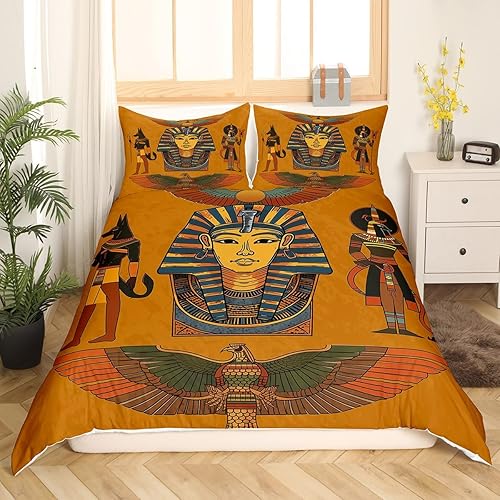 Miniatura 3 de Erosebridal Juego de ropa de cama de estilo egipcio, funda de edredón egipcia antigua para niños, niñas, jóvenes, funda de edredón tribal exótica,