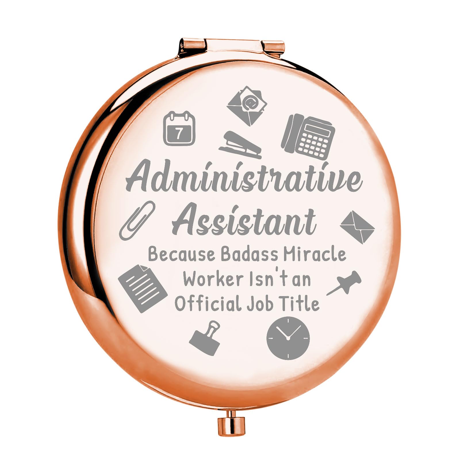 MYOSPARK Administrative Assistant Gift Compact Makeup Mirror Secretary Folding Mirror Appreciation Gift Office Worker Staff Gift  (UK-Administrative Mirror)