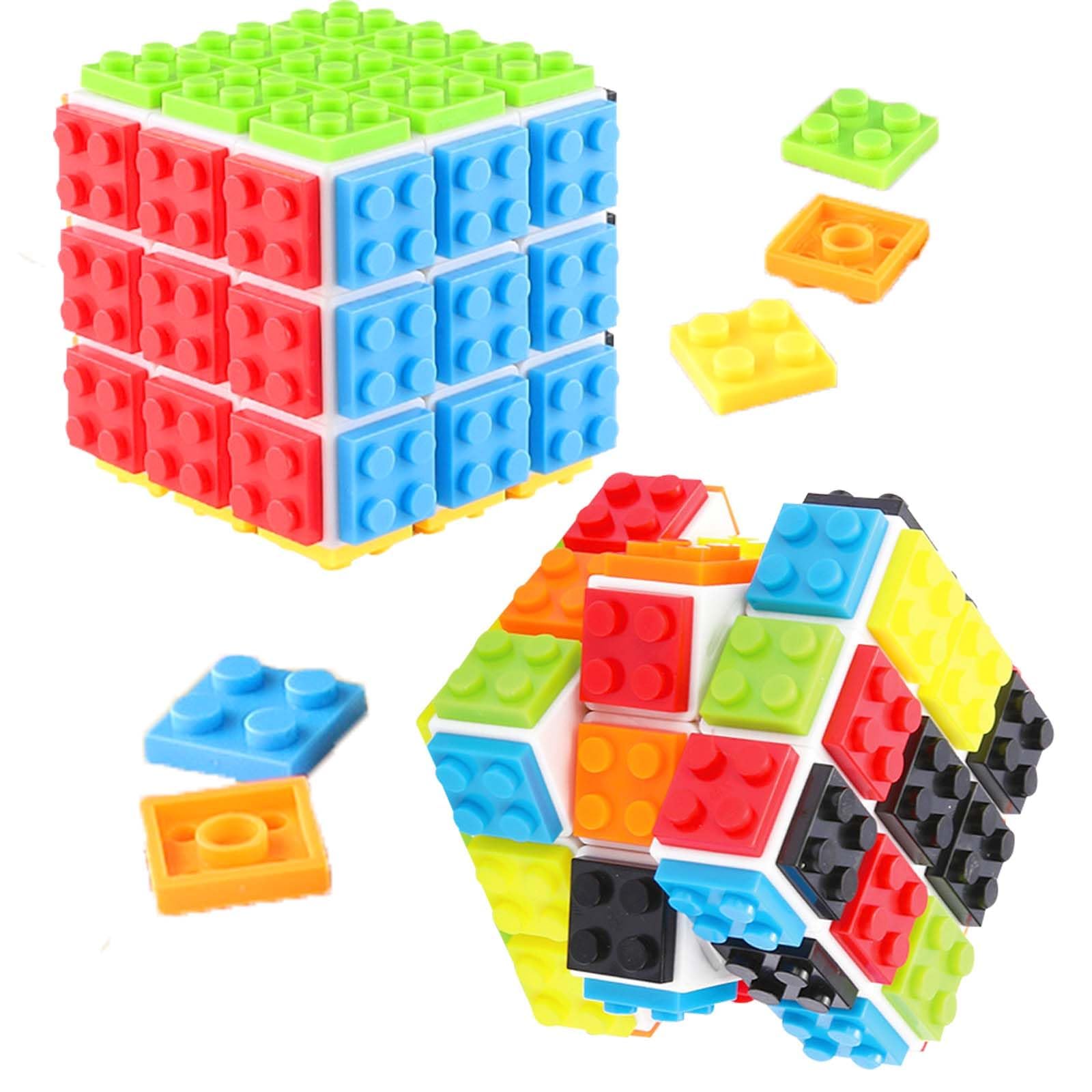 ZeYouSpeed Magic Cube 3 x 3, Build-on Brick Magic Cube, 2 in 1 Brain Brick Blocks and Induction Puzzle Compatible with Lego Toys for Children Adults Boys Girls Gift
