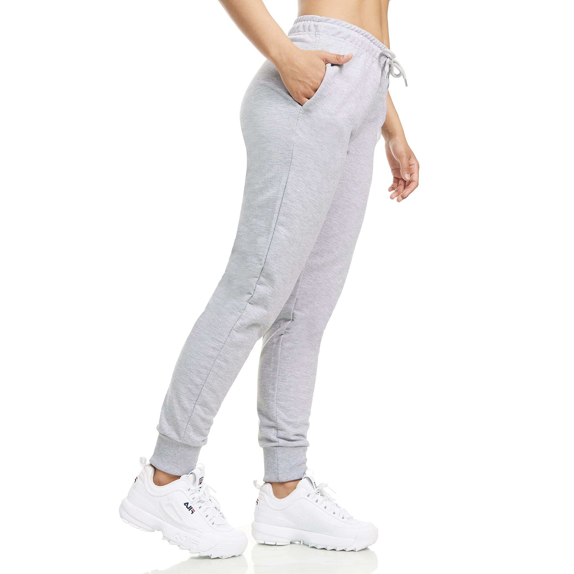 ROSS CAMP Pantalones de chándal para mujer, pantalones deportivos de algodón, pantalones de entrenamiento, fitness, cintura alta, pantalones de chándal ajustados, pantalones de ocio, largos,