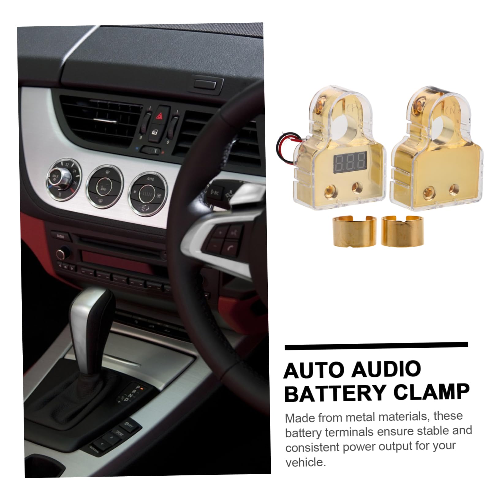 CHILDWEET Connecteur de Borne de Batterie Automobile avec Voltmètre Numérique, Alliage de Zinc, Installation Facile, pour Voiture, Bateau et Camping-