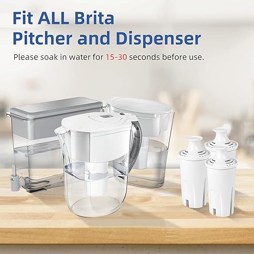 Miniatura 2 de Paquete de 4 filtros de agua de repuesto para jarra y dispensadores Brita, filtros de agua compatibles con Britta OB03, 0B03, Classic 35557, Mavea
