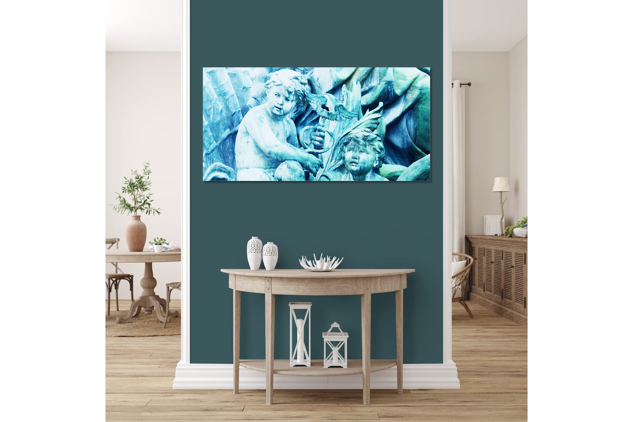 Glücksvilla - Engelchen 2 (Acrylglas-Bild 5 mm, 80 x 40 cm) | div. Maße - aus DE - Kunstdruck Deko Wandbild quer - Kirche Glaube Christentum Engel Bronze Figur
