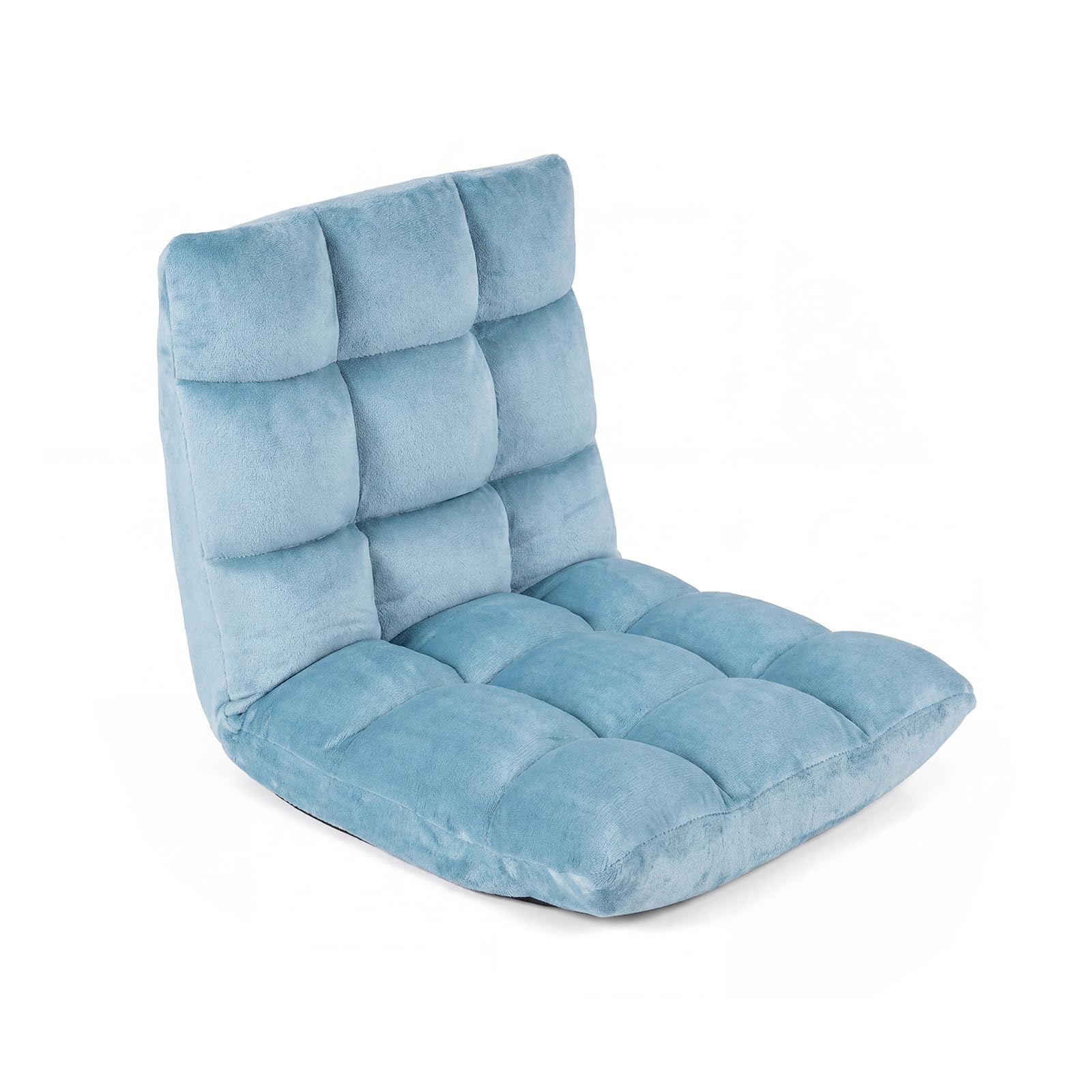 COSTWAY Floor Chair, Video Gaming Chairs with Back Support (Mint Blue) | Adjustable 14-Position, Soft Coral Fleece, Lazy Sofa for Reading Living Room Recliner for Adults Kids