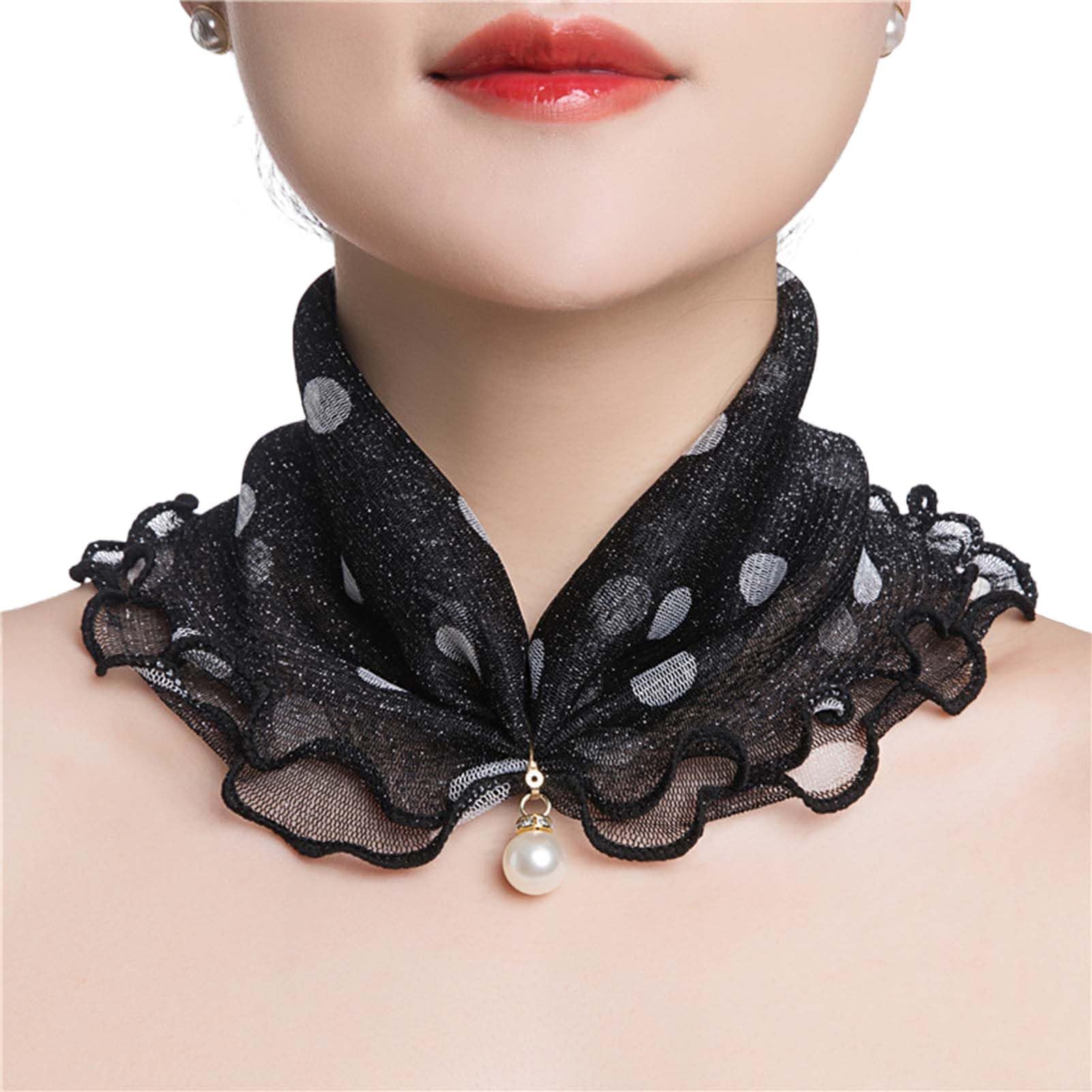 matumou Scarf Painting Print Pearl Durable Ruffle Edge Lady Headscarf for Banquet Women Scarves