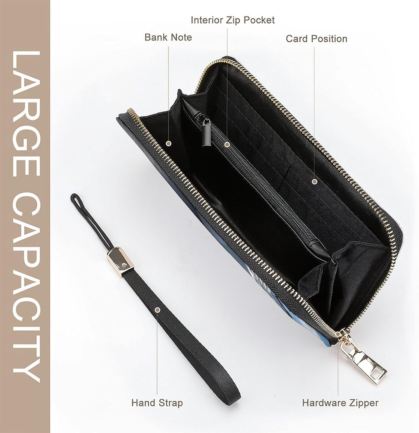 Long Wallet Waterproof PU Zipper Wallets, Cruise Ship1 Printed Large Capacity Ladies Travel Purse WristletTravle Wallet - Image 7