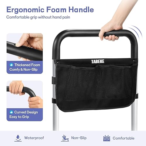 Miniatura 4 de TABEKE Rieles de cama para adultos mayores, riel ajustable de asistencia de cama para personas mayores con mango antideslizante y bolsillo de