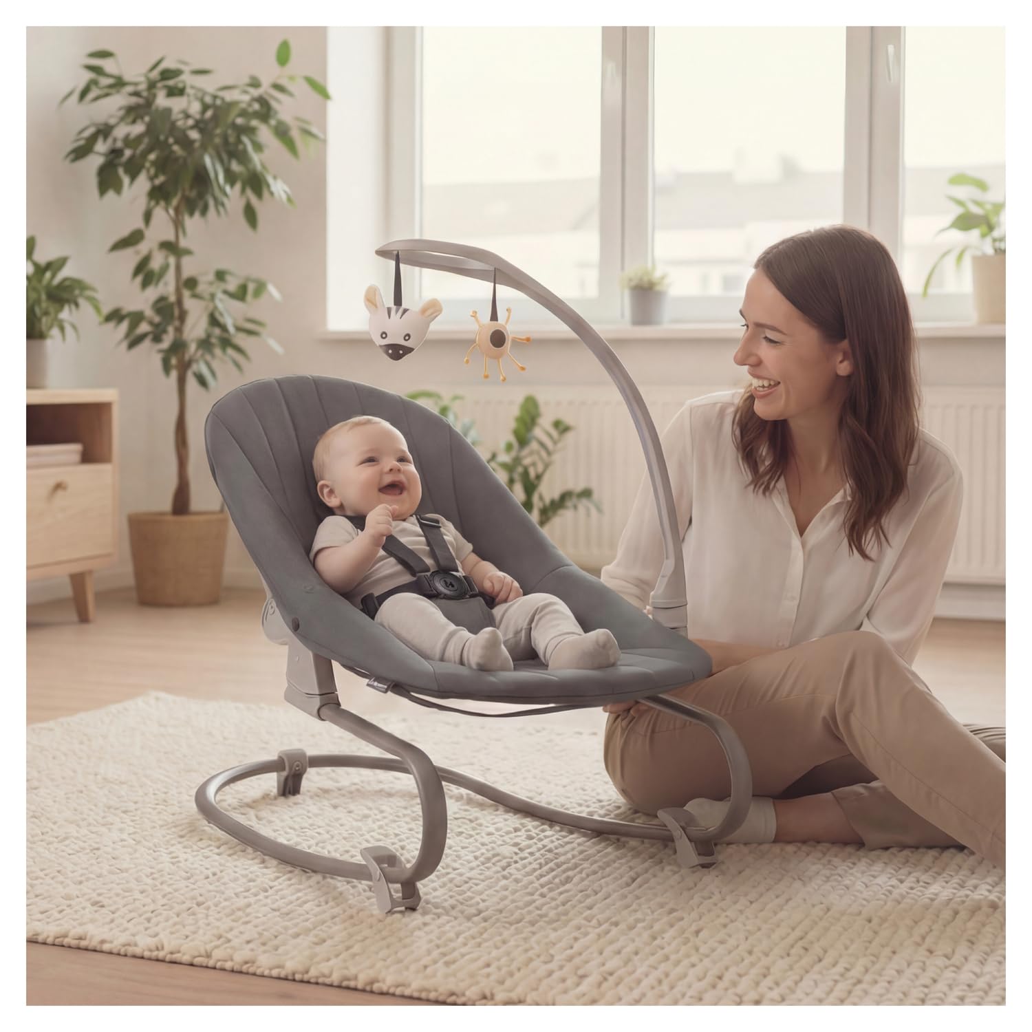 hauck Sit N Relax 3 en 1 Tronas de Bebe Plegables desde Nacimiento hasta 15 kg - con Hamaca para Recién Nacido - Balancín - Arco de Juegos - Bandeja - Ruedas y Cesta - Altura Regulable