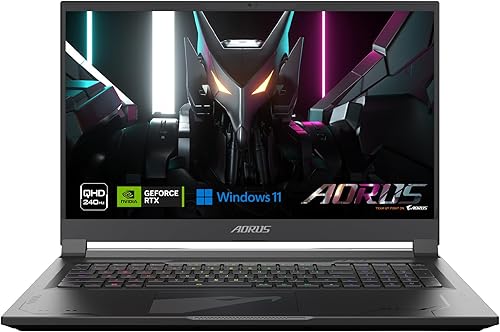 GIGABYTE AORUS 17X: 17.3" 16:9 Bisel delgado QHD 2560x1440 240Hz, NVIDIA GeForce RTX 4080 GPU 12GB GDDR6, Intel Core i9-13980HX, 16GB DDR5 RAM, 1TB
