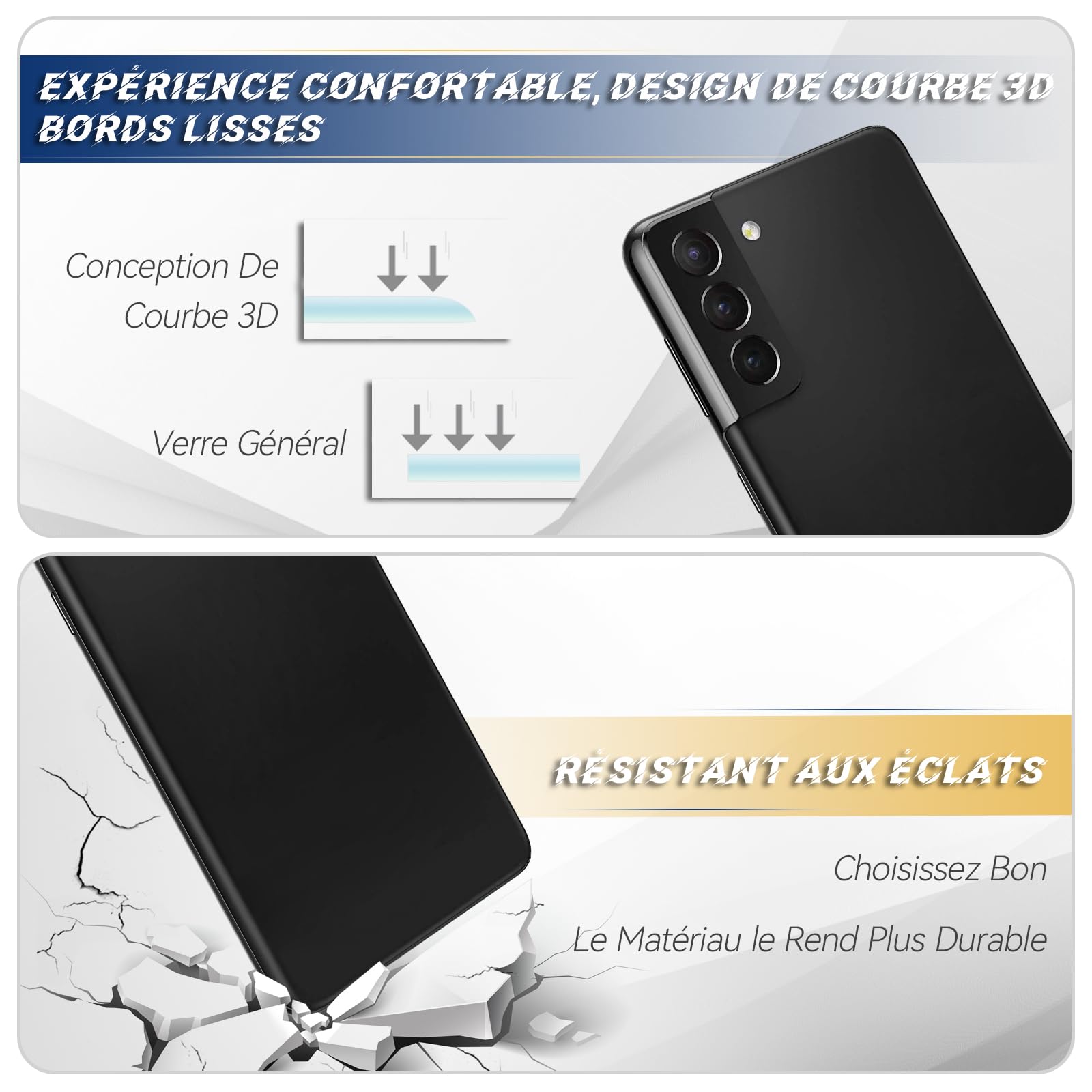 RongZy Coque Arrière pour Samsung Galaxy S21 Plus 5G Batterie Couvercle Rechange pour Galaxy S21 Plus 5G SM-G996B Cache Batterie pour Téléphone de Remplacement(Noir)