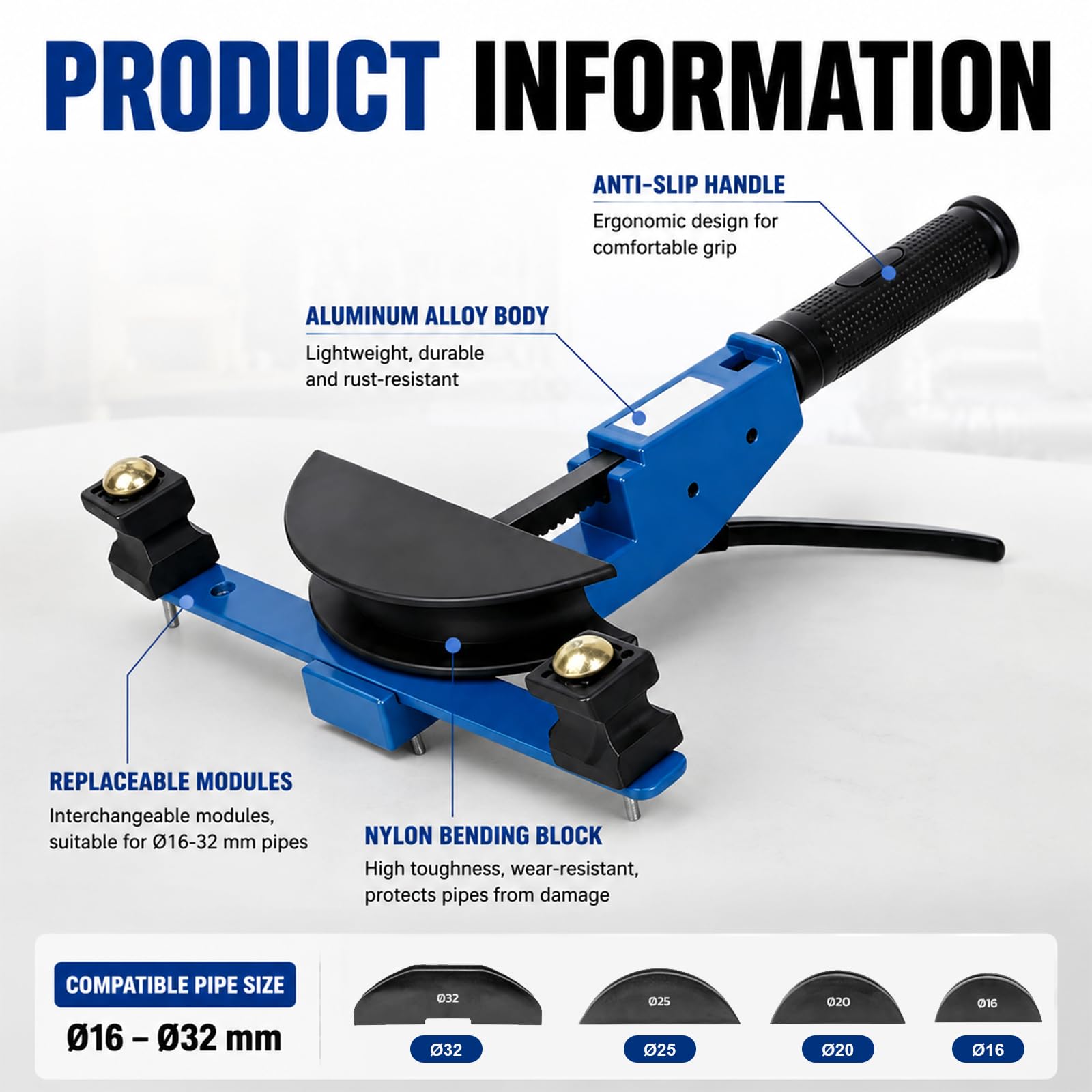 Cintreuse Multicouche Ø16 à 32 mm, Kit de Cintreuse Manuelle pour Tubes | Vorwärts & Rückwärts bis 90°, Rohrschneider für Klimaanlagen Kühlanlagen Automobil, Hydraulik, Pneumatische Systeme