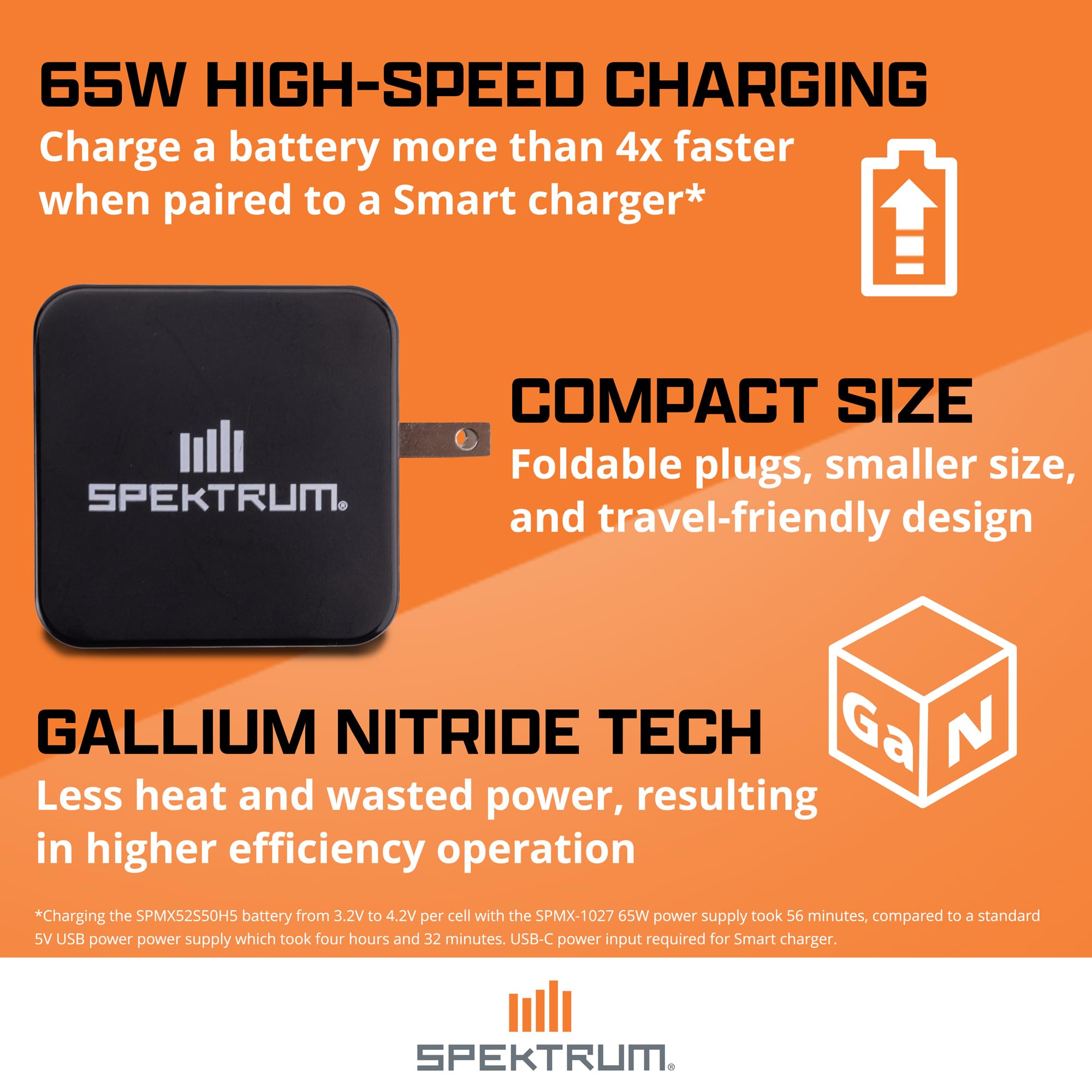 Spektrum Accessoires S100 1x100W USB-C Chargeur Intelligent 65W USB-C GaN Alimentation Combo SPMXC2090P